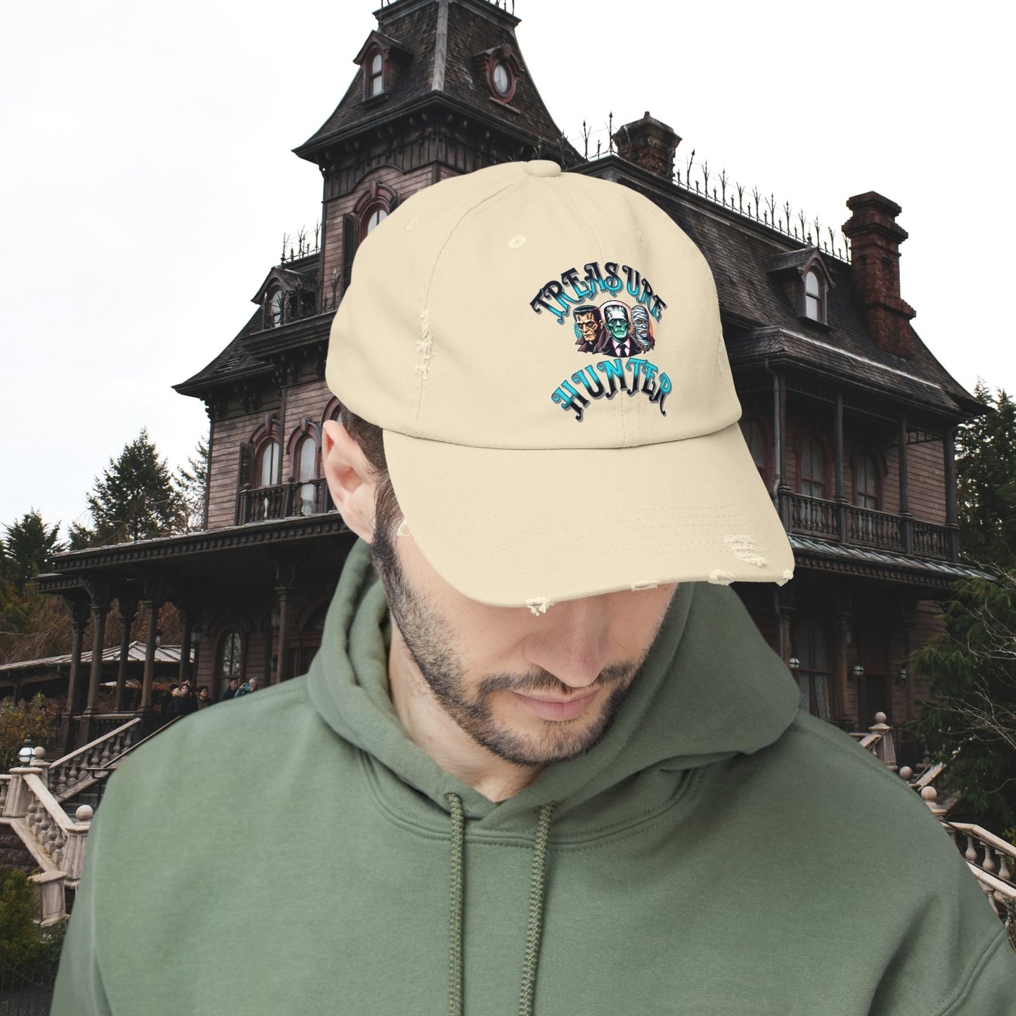 Treasure Hunter Monster Figure Collector Unisex Distressed Cap Horror Fun Hat Convention Toy Show