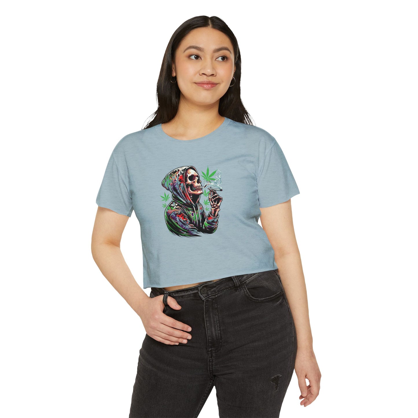 Skeleton Festival Crop Top - Deep Thoughts 420 Design