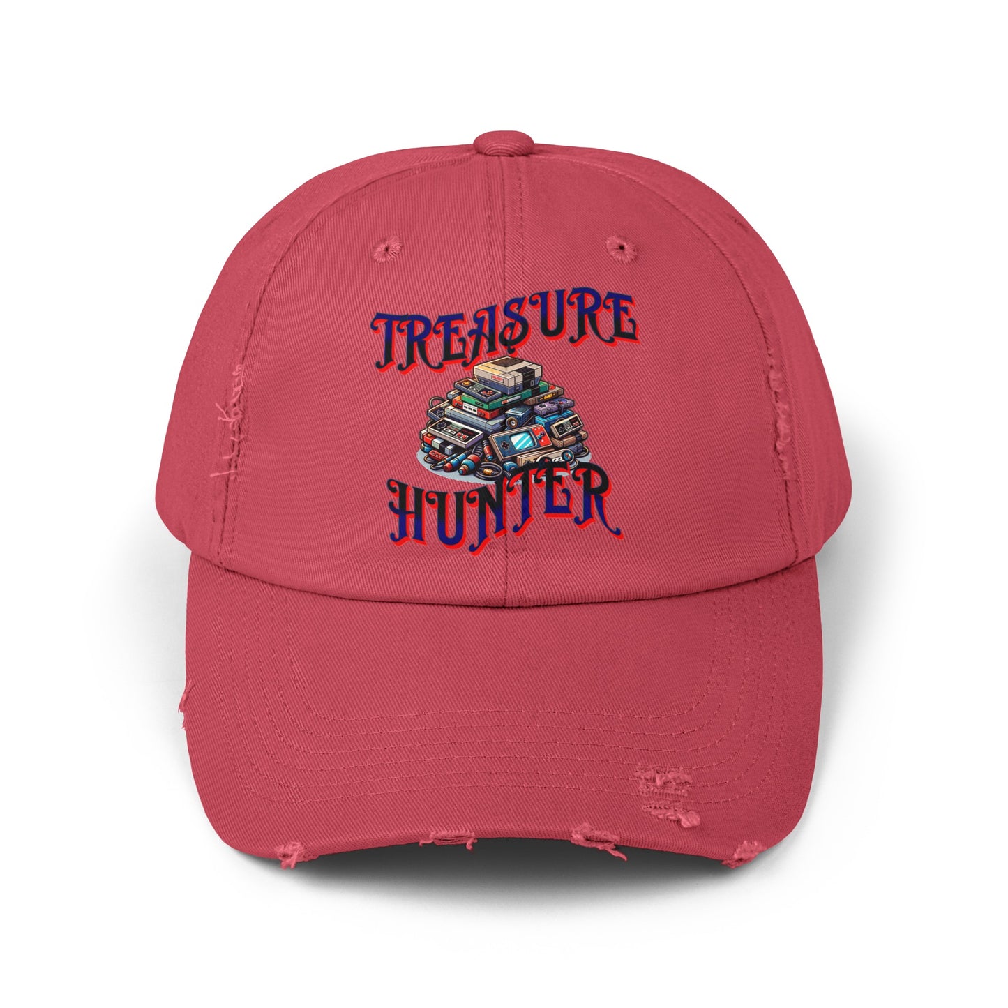 Treasure Hunter Retro Gamer Unisex Distressed Cap Vintage Video Game Collector Hat