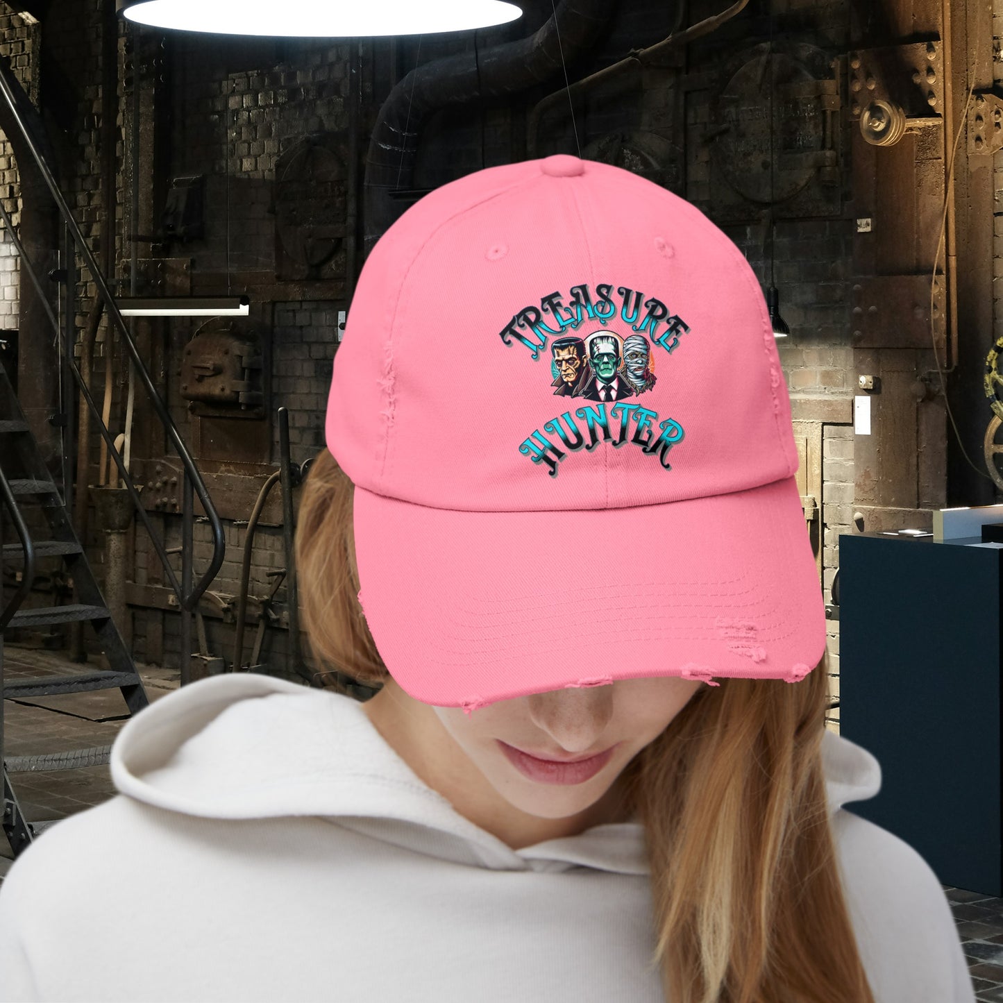 Treasure Hunter Monster Figure Collector Unisex Distressed Cap Horror Fun Hat Convention Toy Show
