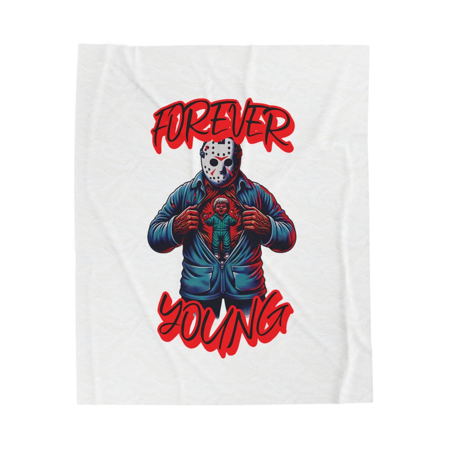 Forever Young Jason Opening Up To Younger Self Voorhees Friday Horror Fun Velveteen Plush Blanket