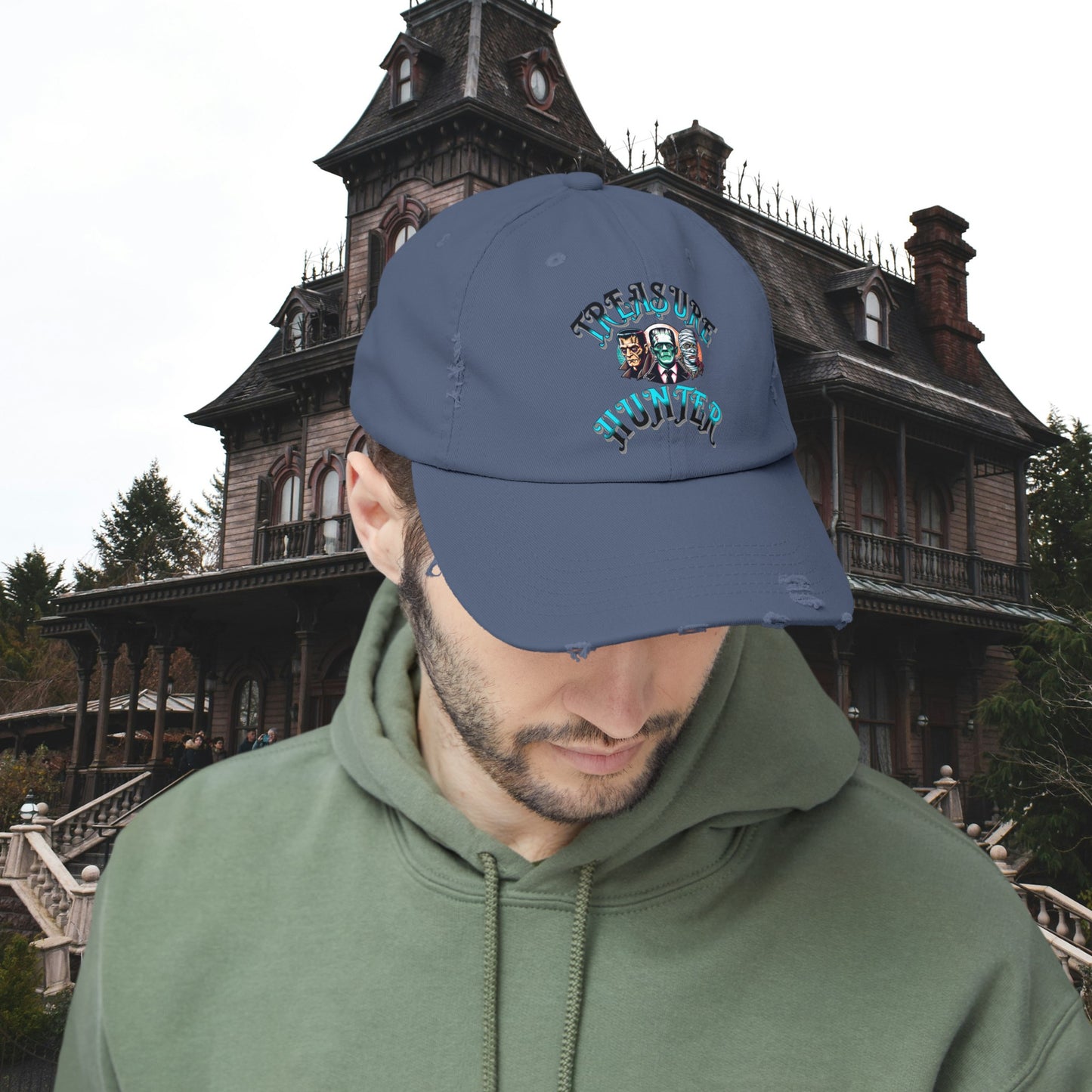 Treasure Hunter Monster Figure Collector Unisex Distressed Cap Horror Fun Hat Convention Toy Show