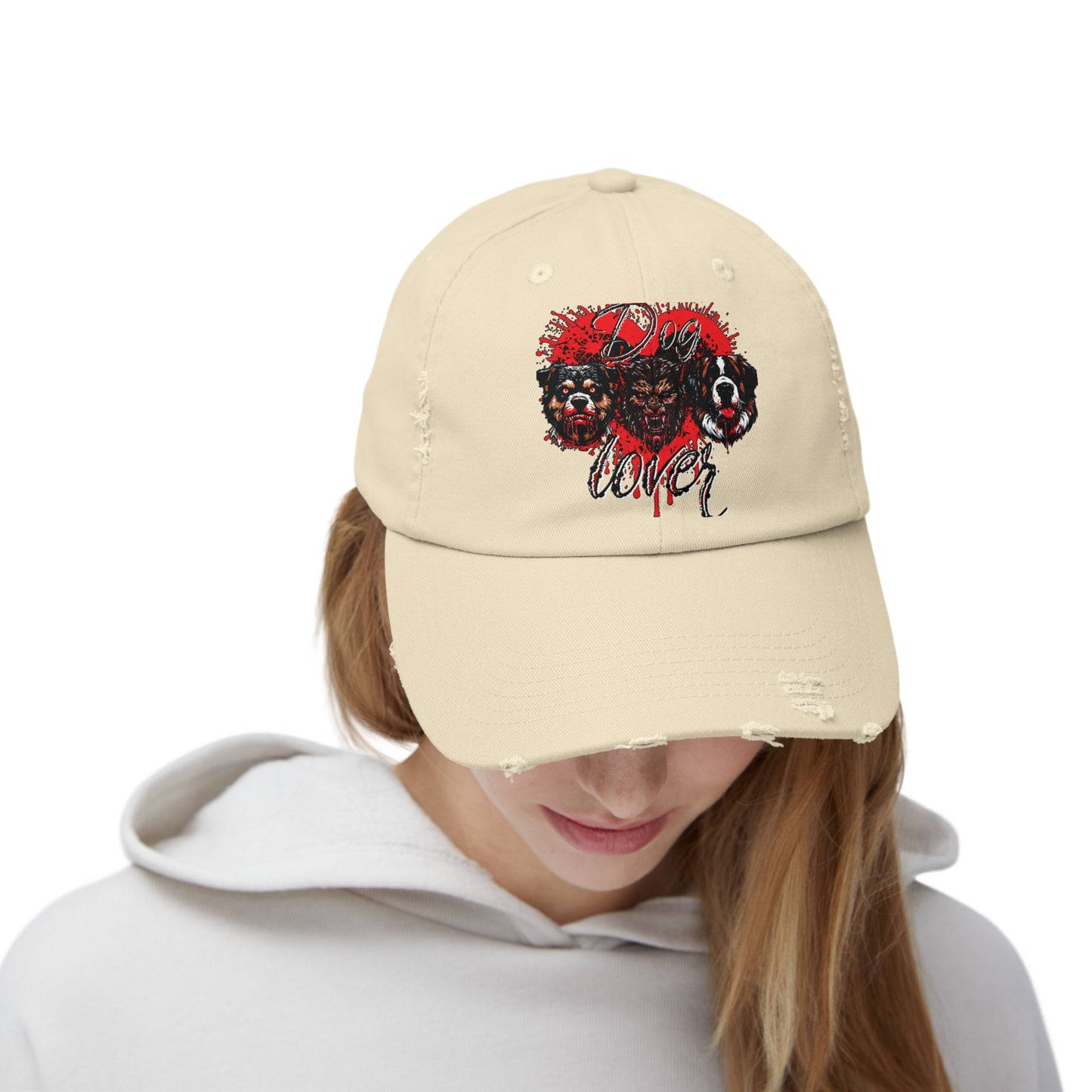 Dog Lover Hounds Of Hell Werewolf Horror Gothic Fun Hat Unisex Distressed Cap