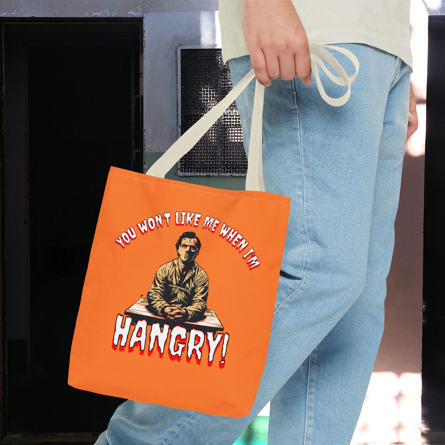 You Wont Like Me When I'm Hangry Mental Patient Cannibal Hannibal Horror Lunch Beach Tote Bag (AOP)