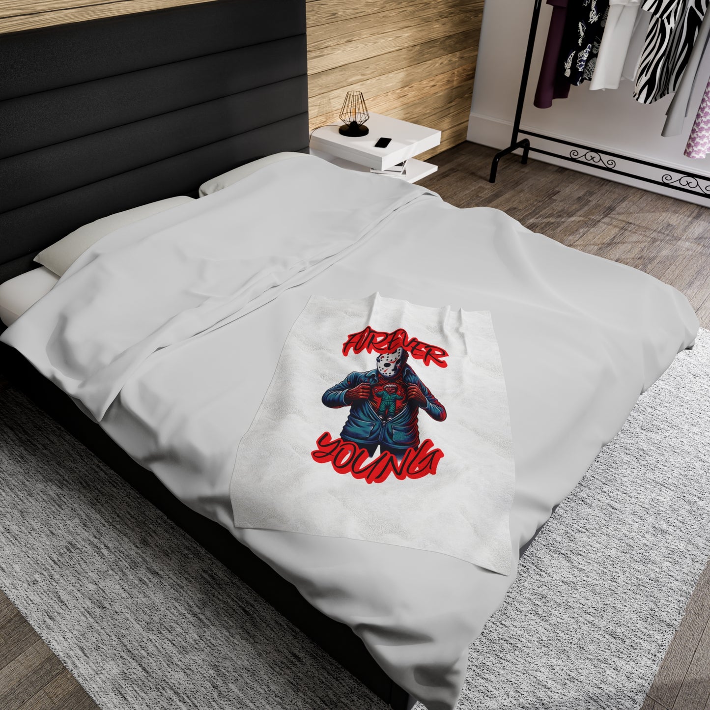 Forever Young Jason Opening Up To Younger Self Voorhees Friday Horror Fun Velveteen Plush Blanket