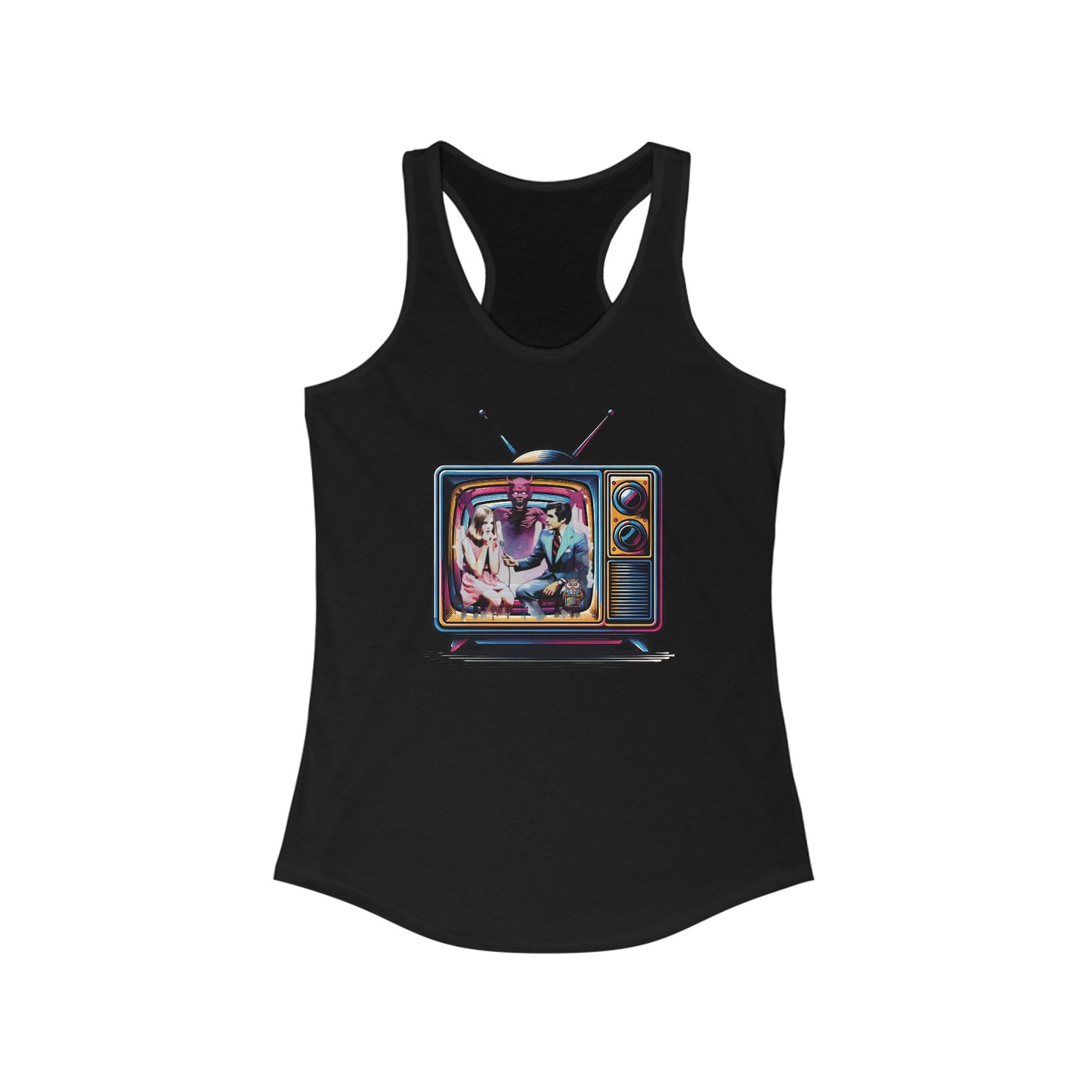 Late Night Devil Talk Show Horror Womens Ideal Racerback Tank