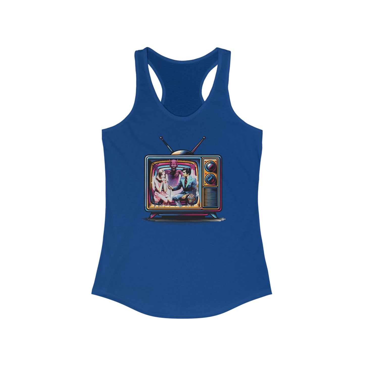 Late Night Devil Talk Show Horror Womens Ideal Racerback Tank