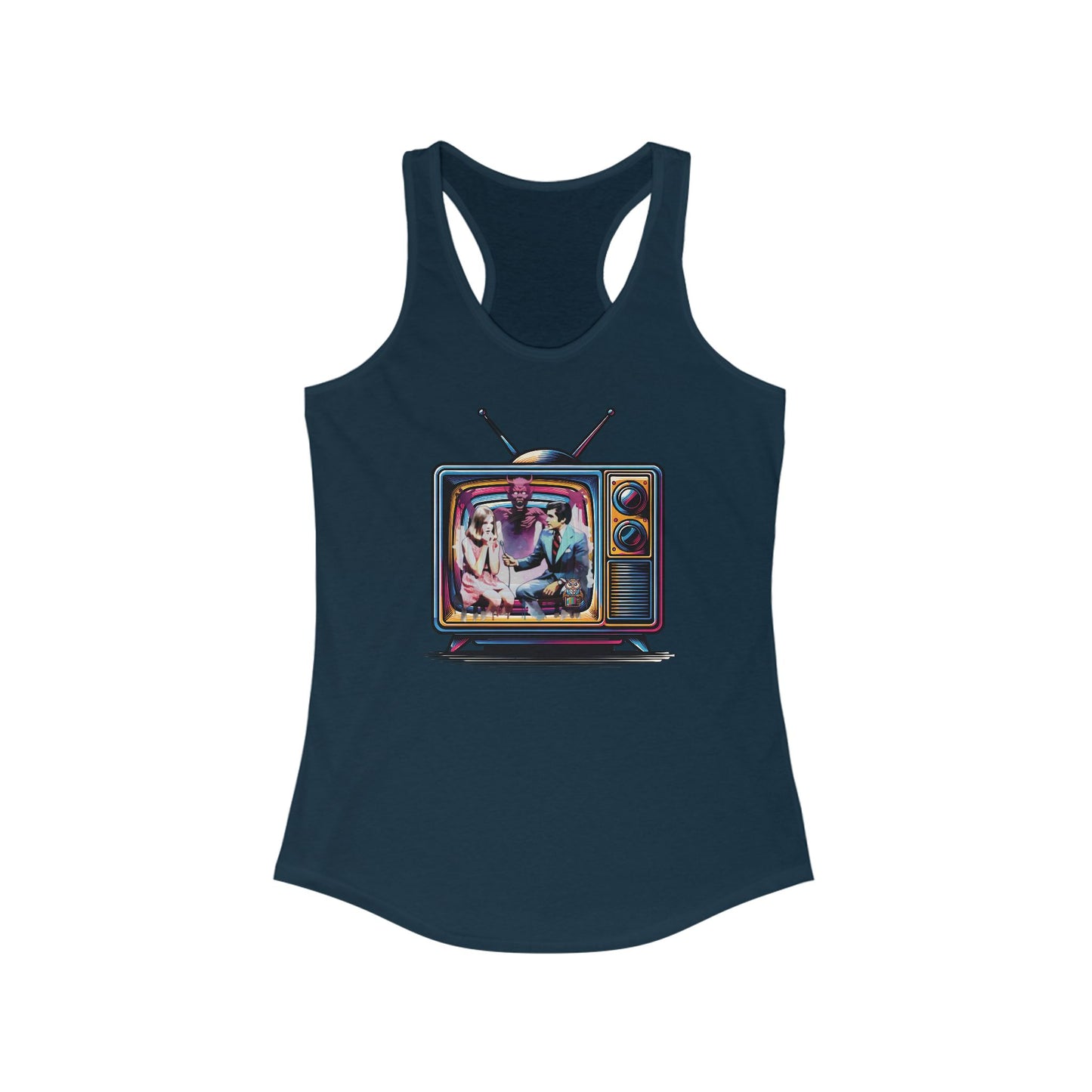 Late Night Devil Talk Show Horror Womens Ideal Racerback Tank
