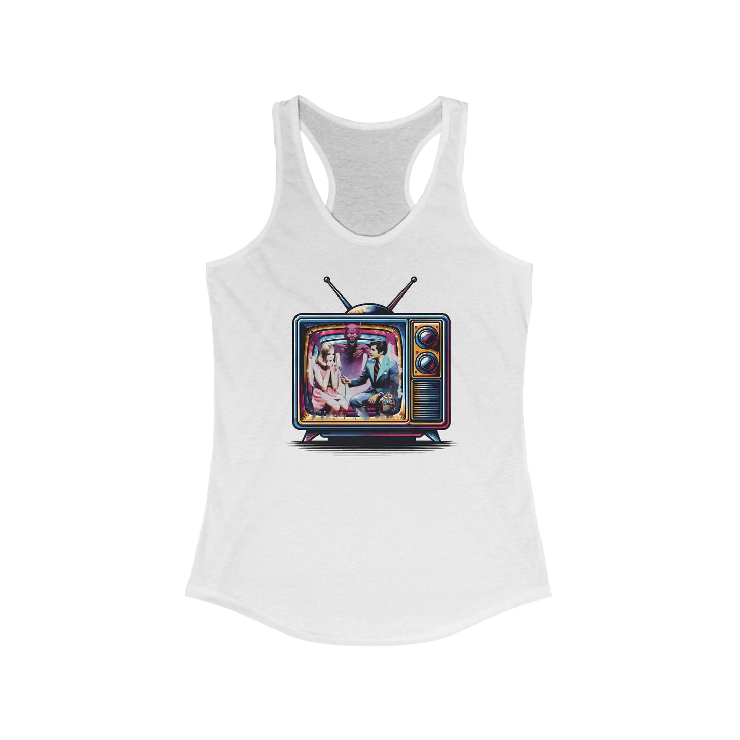 Late Night Devil Talk Show Horror Womens Ideal Racerback Tank