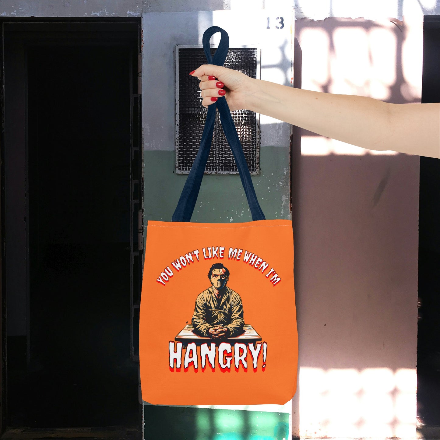 You Wont Like Me When I'm Hangry Mental Patient Cannibal Hannibal Horror Lunch Beach Tote Bag (AOP)
