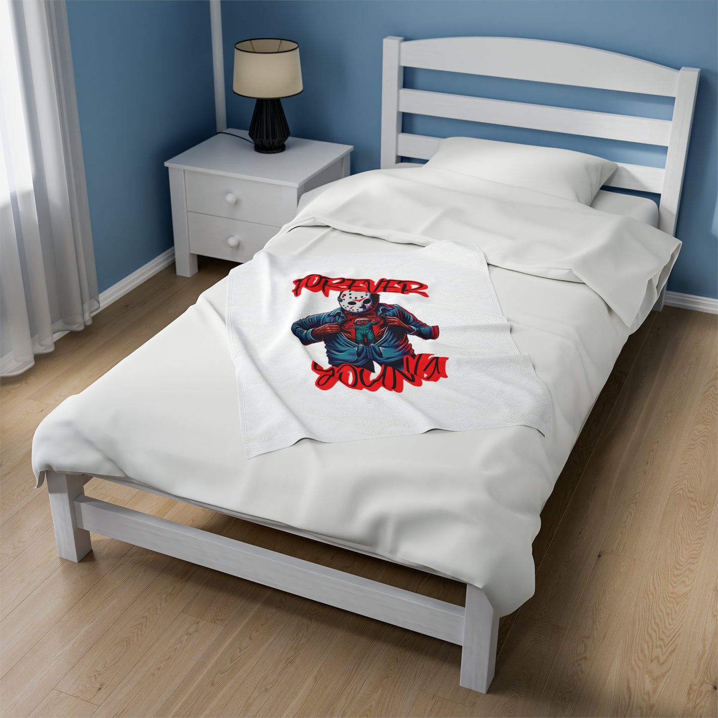 Forever Young Jason Opening Up To Younger Self Voorhees Friday Horror Fun Velveteen Plush Blanket