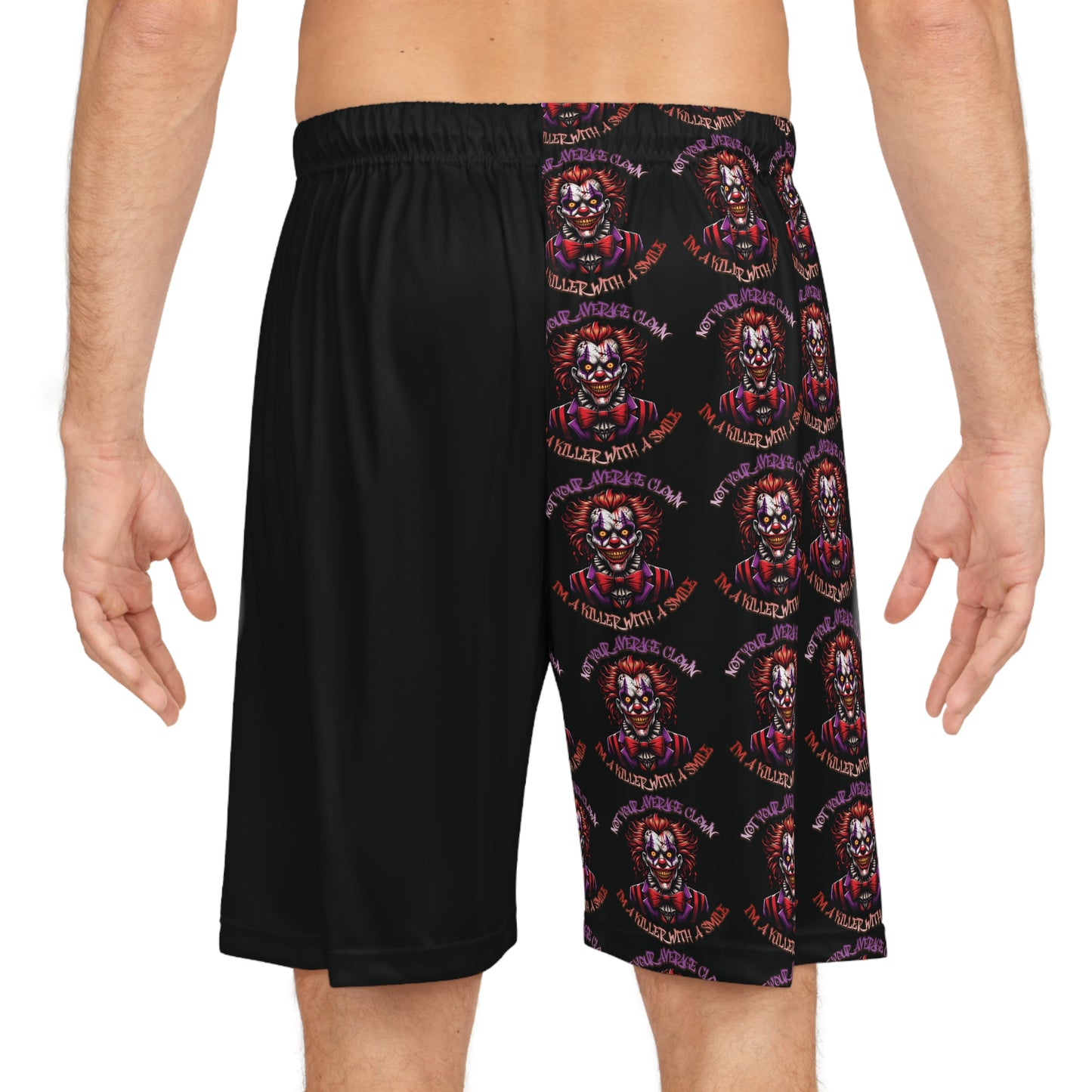 Not Your Average Evil Clown With A Killer Smile Basketball Shorts (AOP)