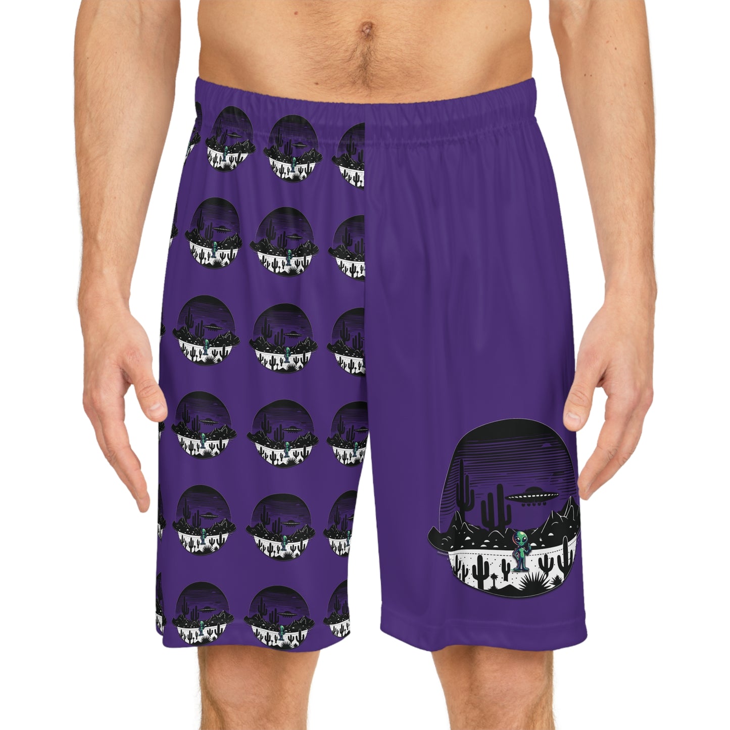 Alien Peace Sign Basketball Shorts