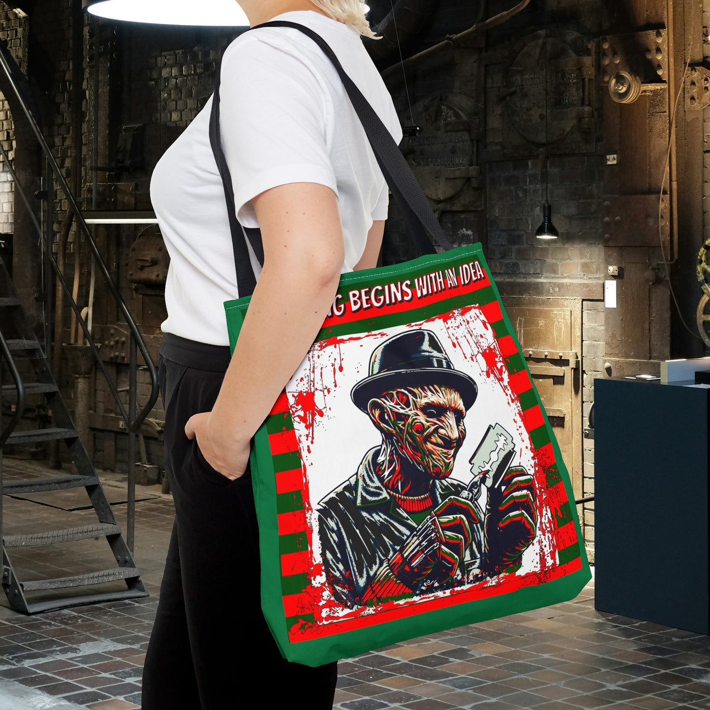 Horrorvational Everything Begins With An Idea Horror Inventor Tote Bag (AOP)