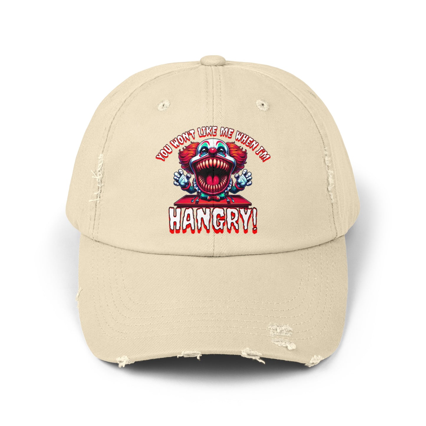 You Wont Like Me When I'm Hangry Killer Clown Unisex Distressed Cap Horror Hat