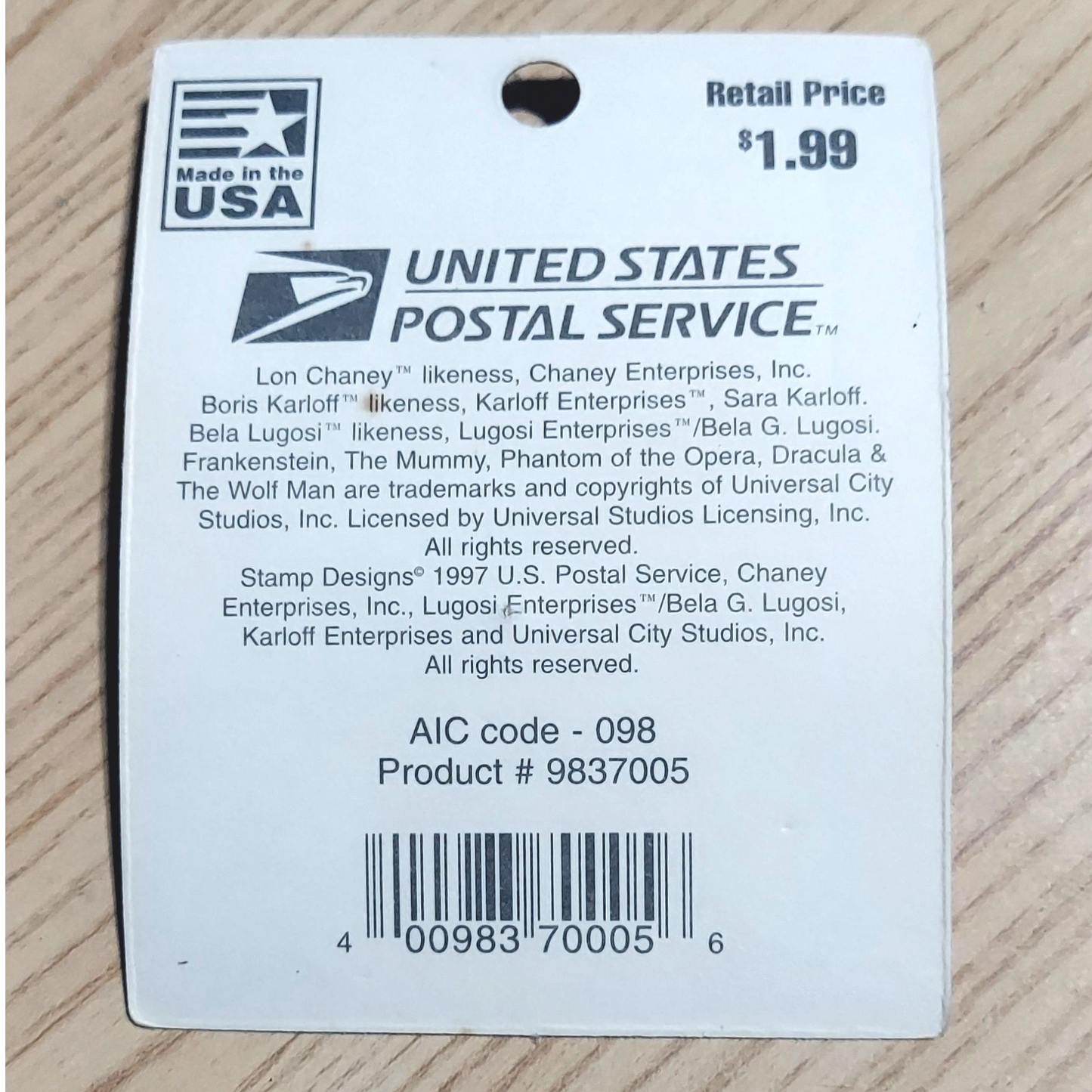 1997 USPS Universal Monsters Phantom Of The Opera Stamp Pin