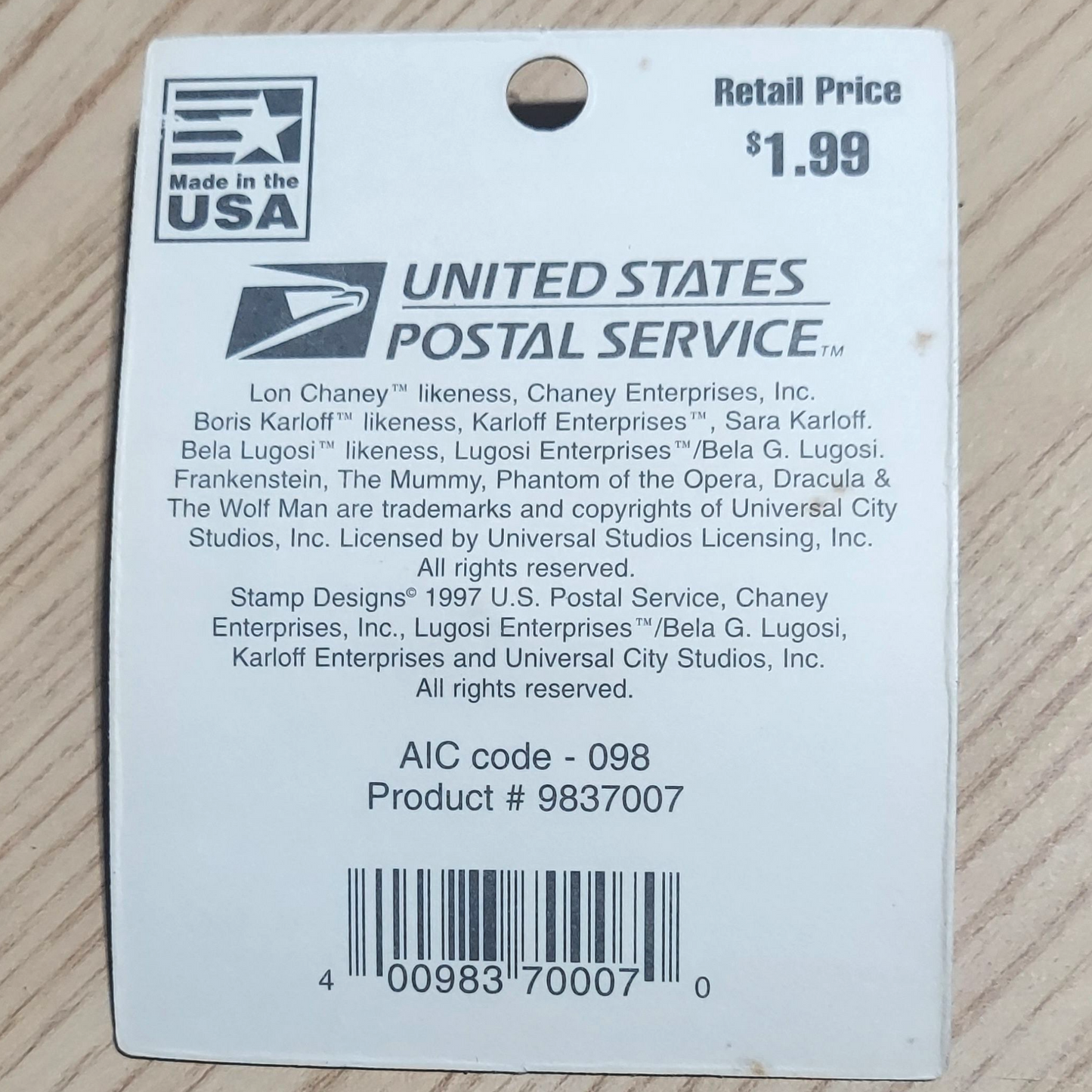 1997 USPS Universal Monsters Mummy Stamp Pin