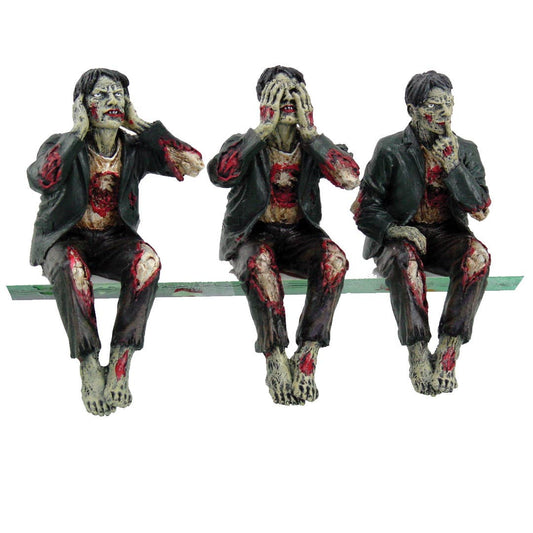 Zombie Hear, See and Speak No Evil Shelf Sitters Cold Cast Resin Statues Set