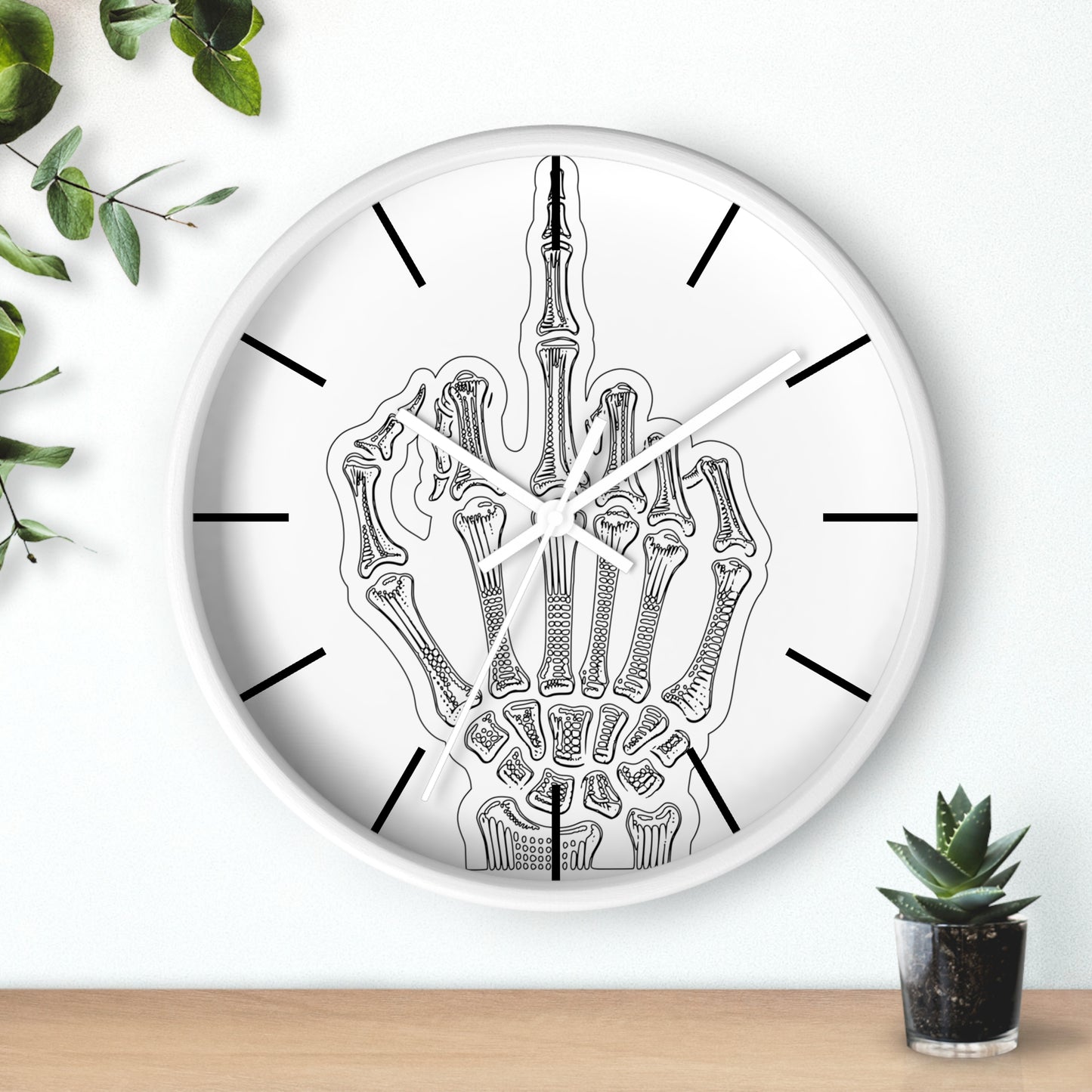 Spooky Skeleton Middle Finger Wall Clock