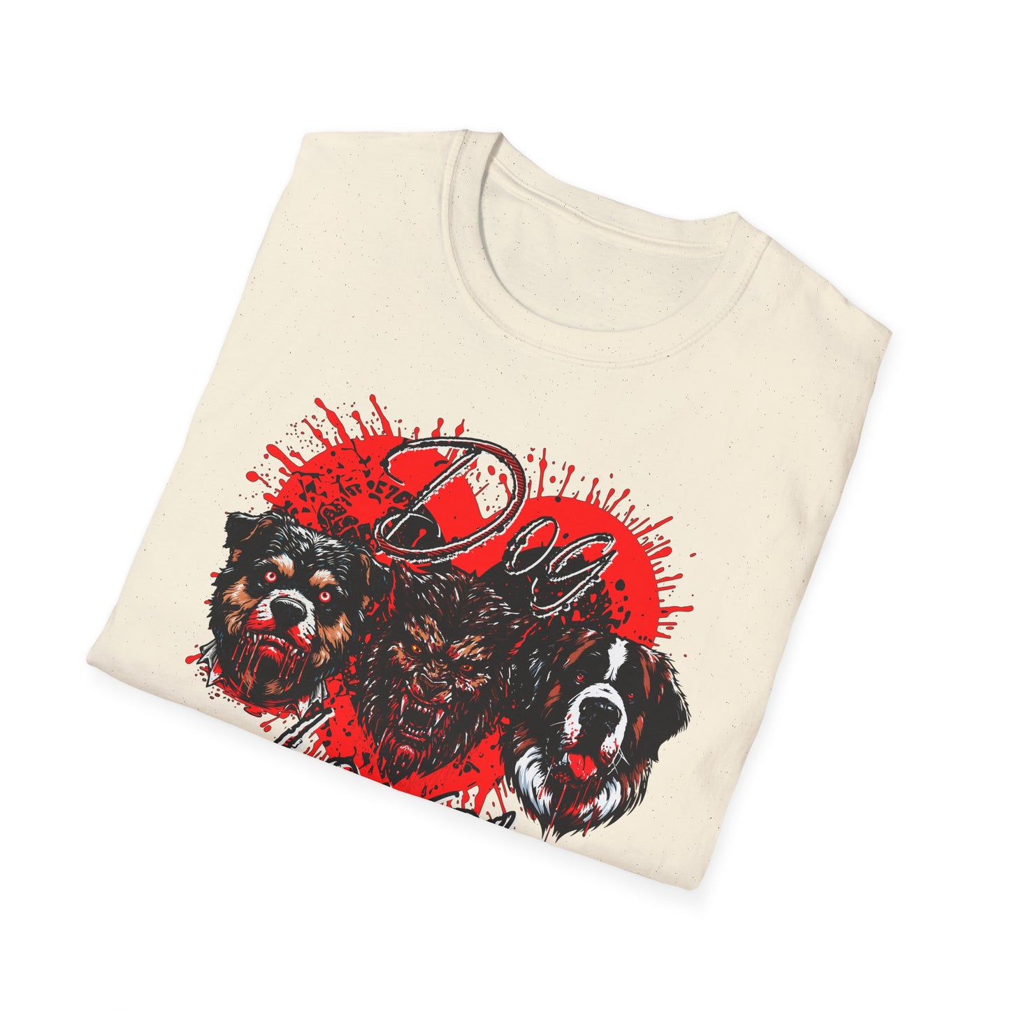 Dog Lover Hounds Of Hell Bloody heart Horror Fun Unisex Softstyle T-Shirt Animal Dark Humor Shirt