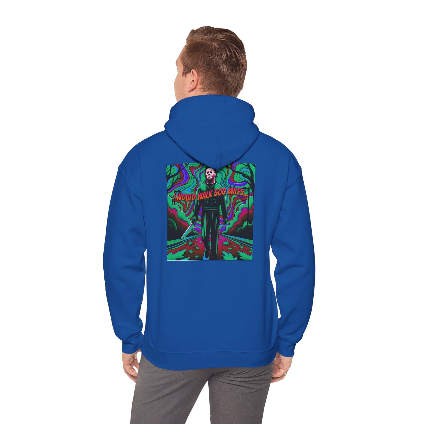 Psychedelic Road Trip Michael Hoodie – "Would Walk 500 Miles" Graphic Pullover