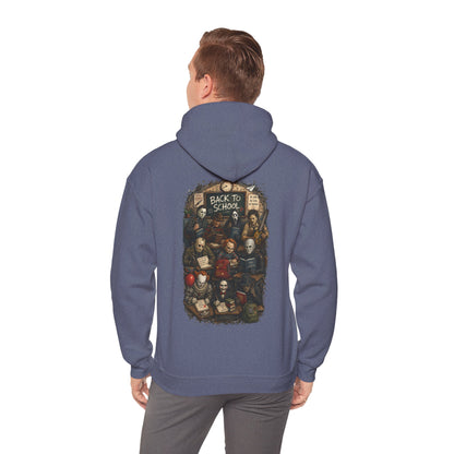 Horror Icons "Back to School" Hoodie — Vintage Movie Villains Graphic Sweatshirt