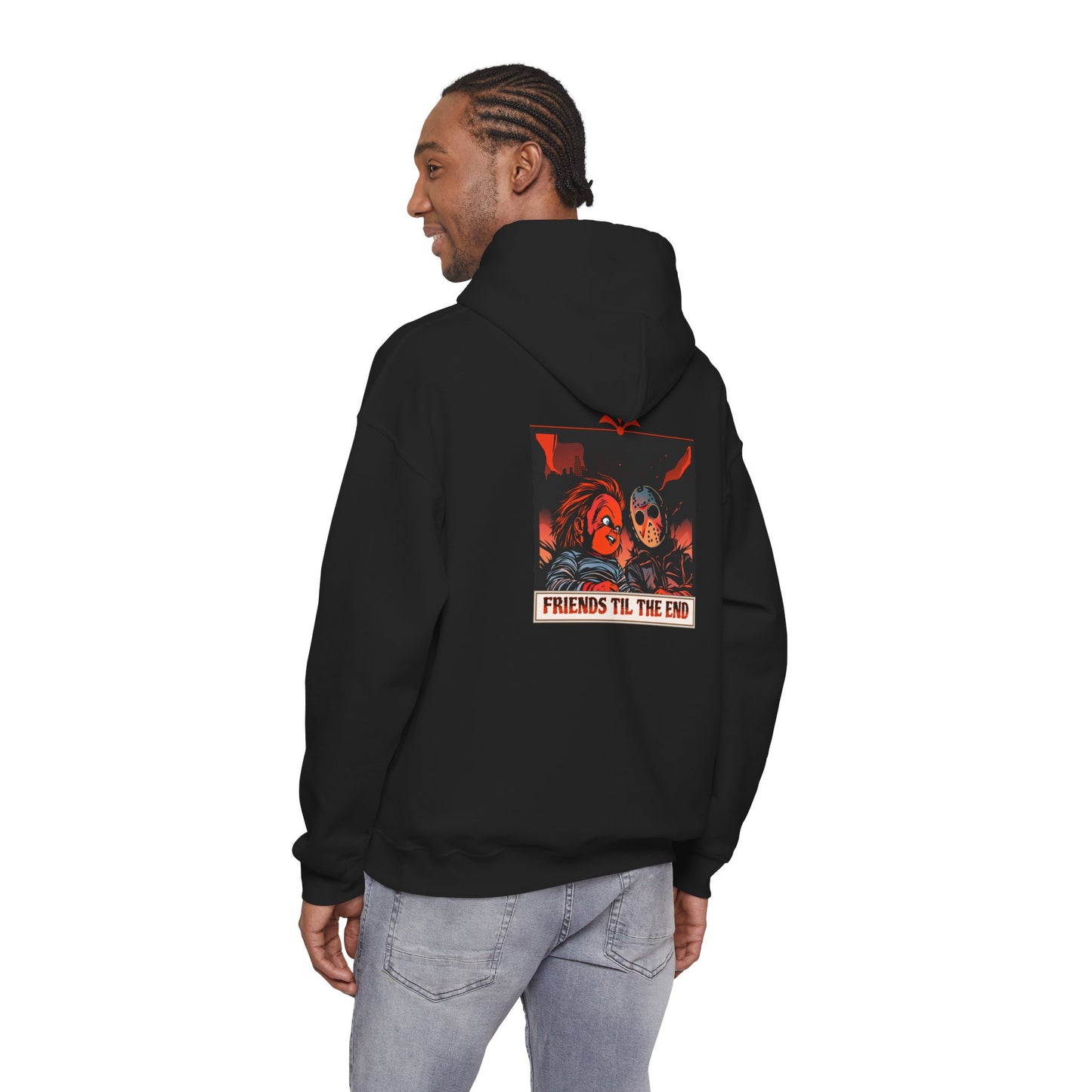 Hoodie - Friends Til The End Horror Movie Icon Friends Graphic Hoodie
