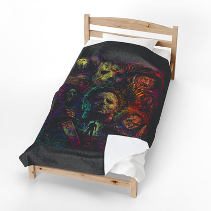 Horror Icons Velveteen Plush Halloween Throw Blanket