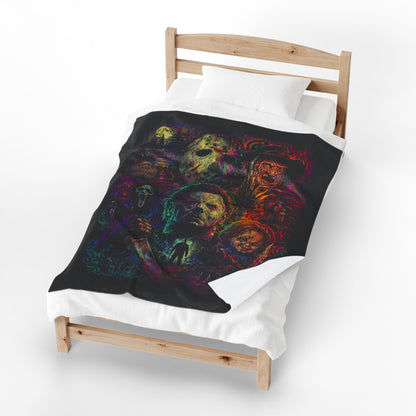 Horror Icons Velveteen Plush Halloween Throw Blanket