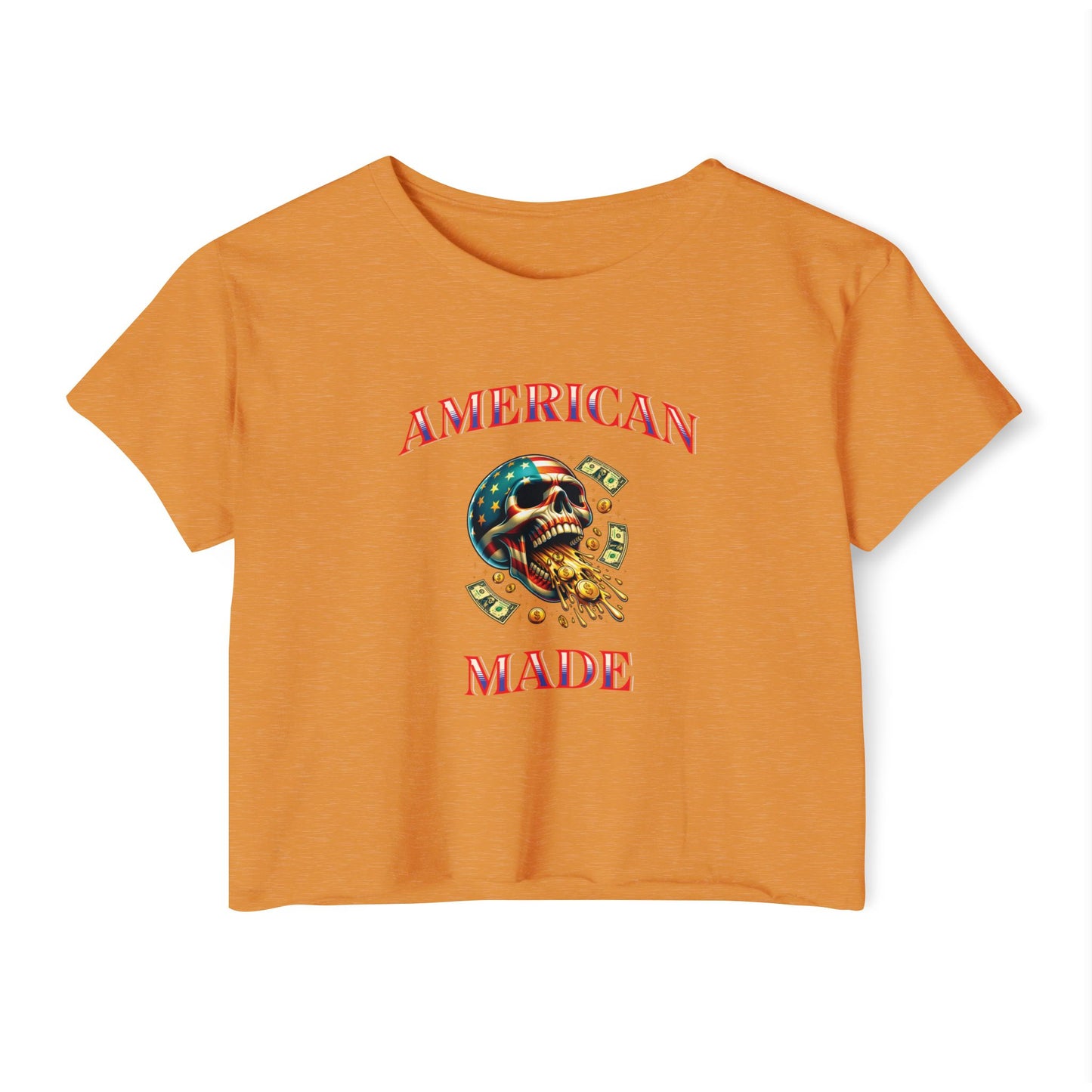 Crop Top - American Made Skull Money Design