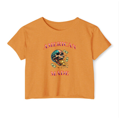 Crop Top - American Made Skull Money Design
