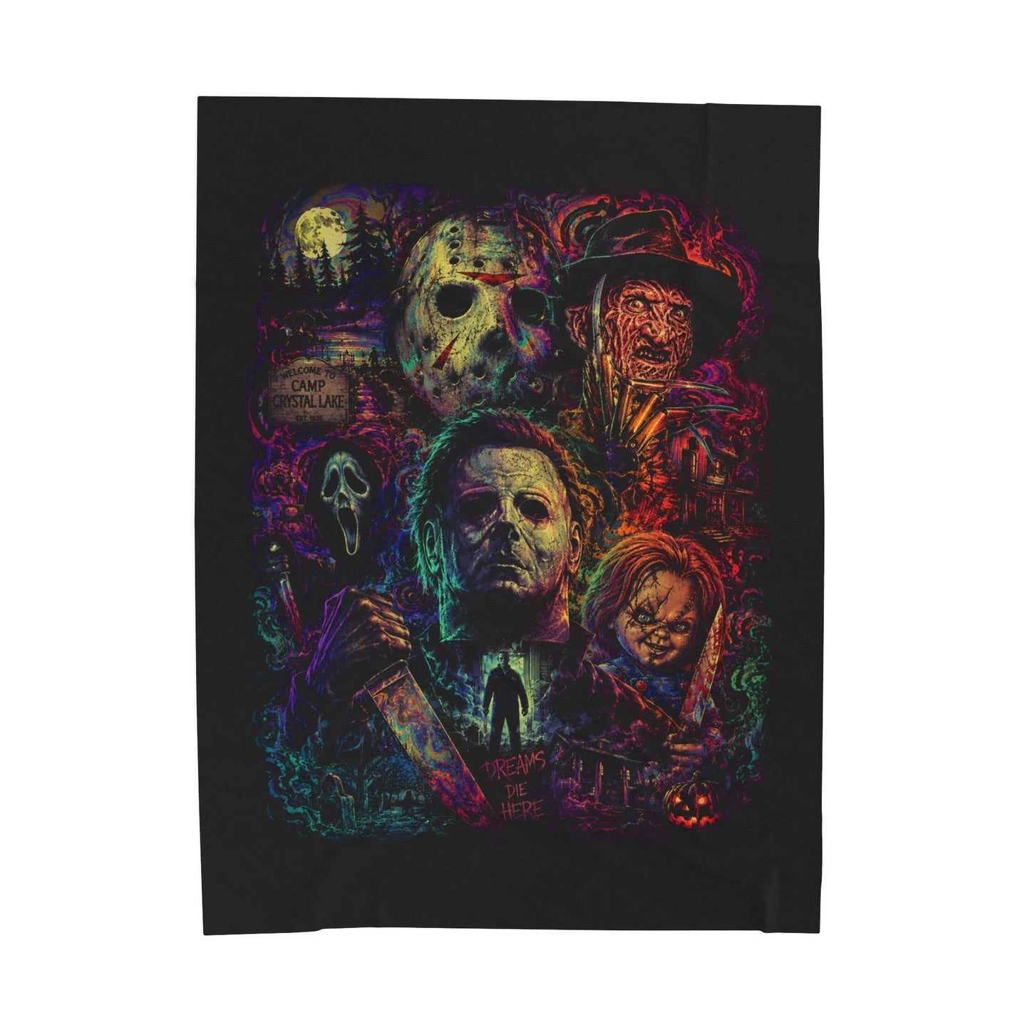 Horror Icons Velveteen Plush Halloween Throw Blanket