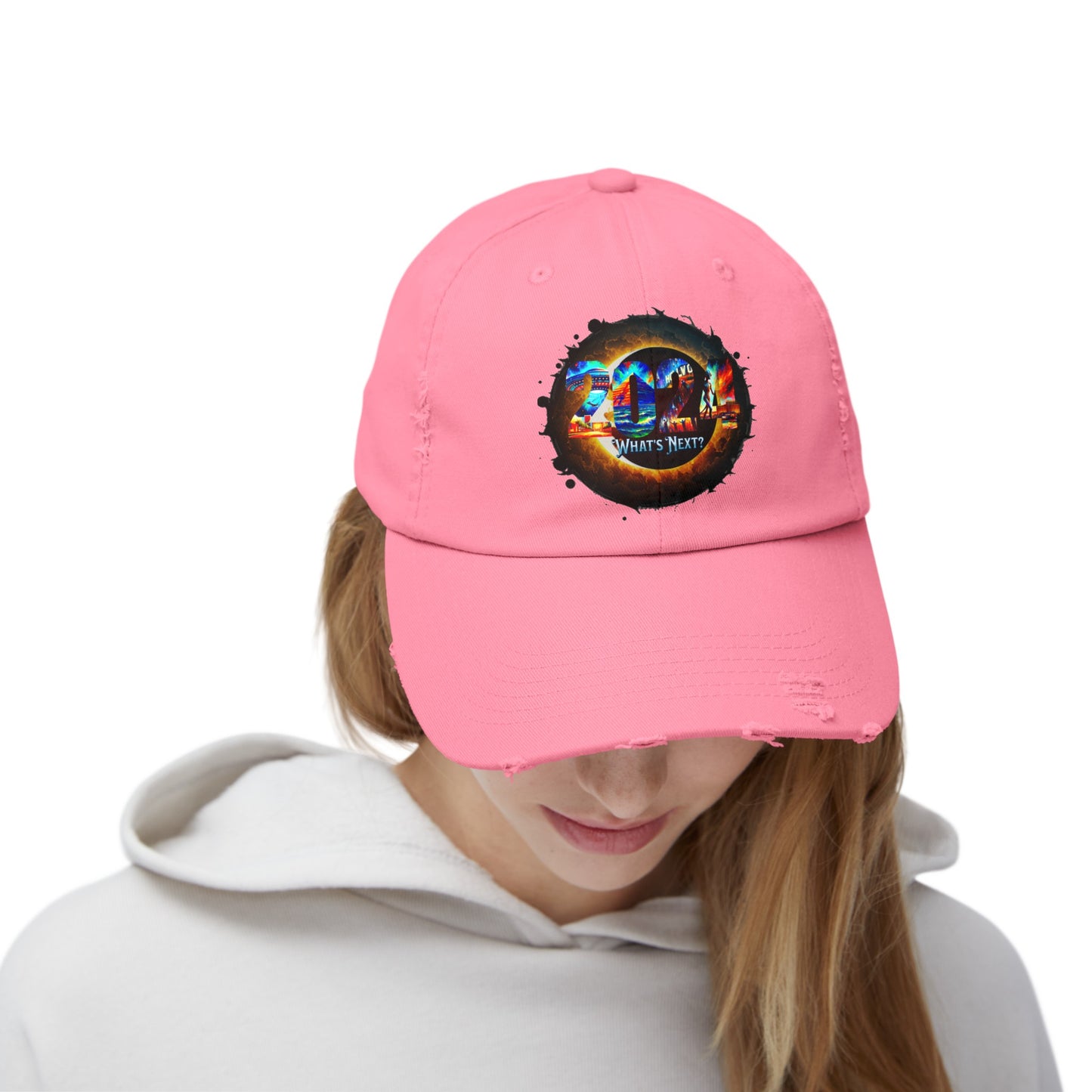 2024 What's Next?  Crazy Fun Unisex Distressed Baseball Hat Cap