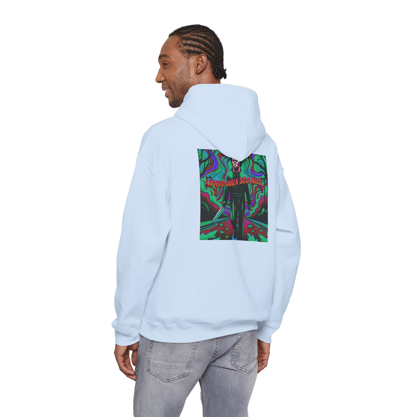 Psychedelic Road Trip Michael Hoodie – "Would Walk 500 Miles" Graphic Pullover