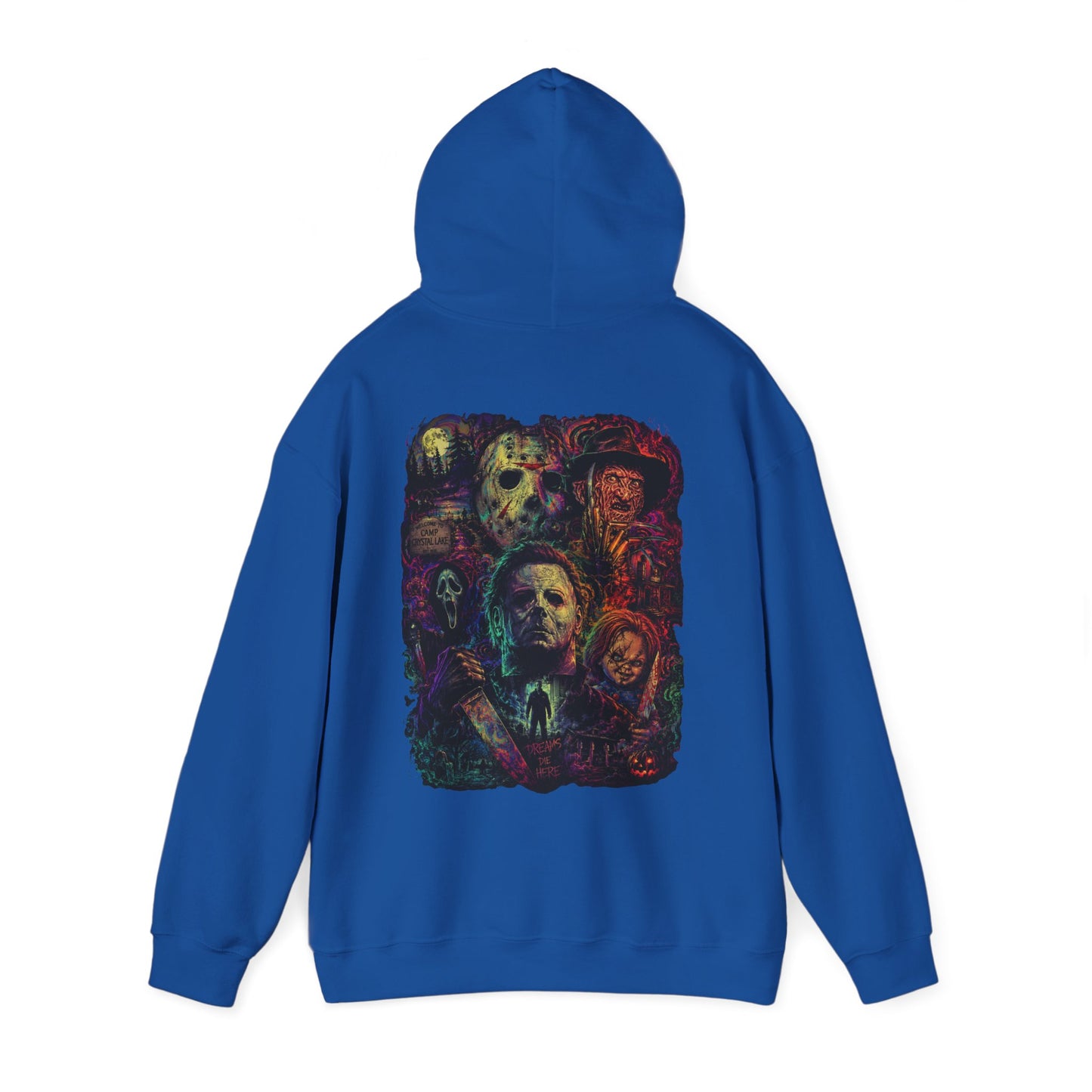 Horror Icons Hoodie — Vintage Slasher Collage Sweatshirt