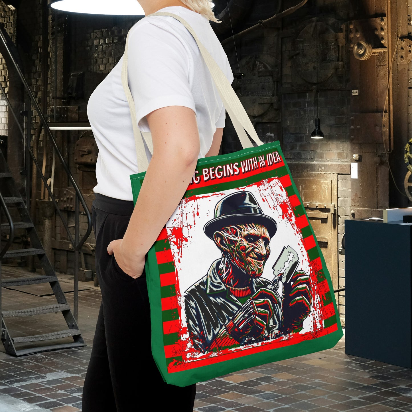 Horrorvational Everything Begins With An Idea Horror Inventor Tote Bag (AOP)