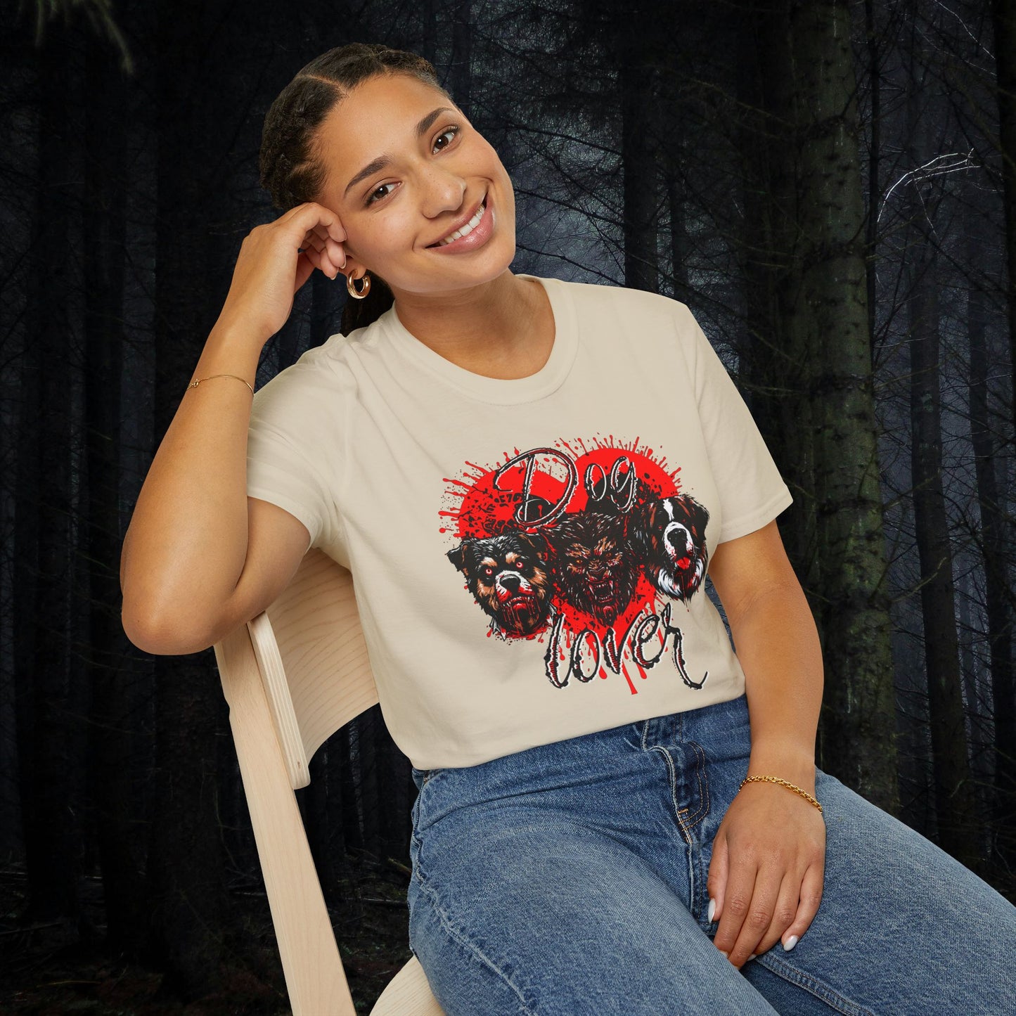 Dog Lover Hounds Of Hell Bloody heart Horror Fun Unisex Softstyle T-Shirt Animal Dark Humor Shirt