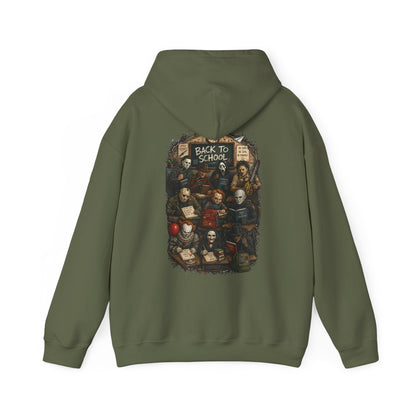 Horror Icons "Back to School" Hoodie — Vintage Movie Villains Graphic Sweatshirt
