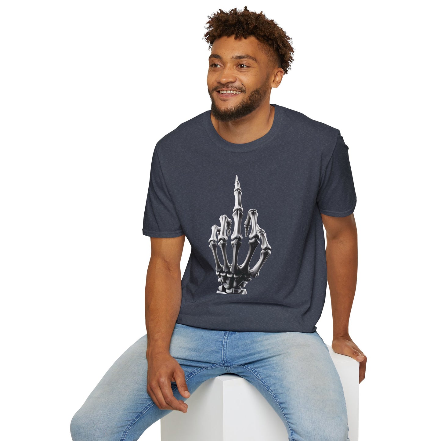 Skeleton Middle Finger T-Shirt — Edgy Gothic Graphic Tee