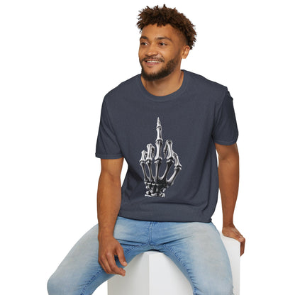 Skeleton Middle Finger T-Shirt — Edgy Gothic Graphic Tee