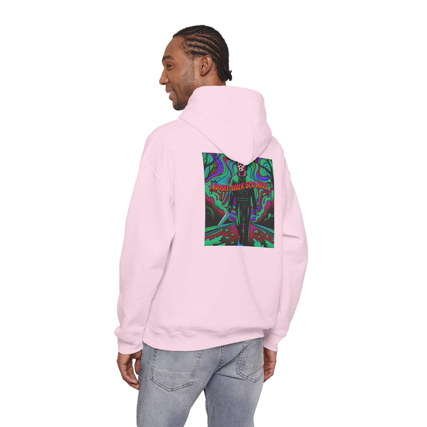 Psychedelic Road Trip Michael Hoodie – "Would Walk 500 Miles" Graphic Pullover