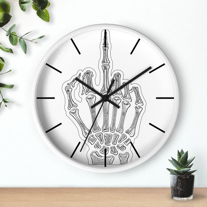 Spooky Skeleton Middle Finger Wall Clock