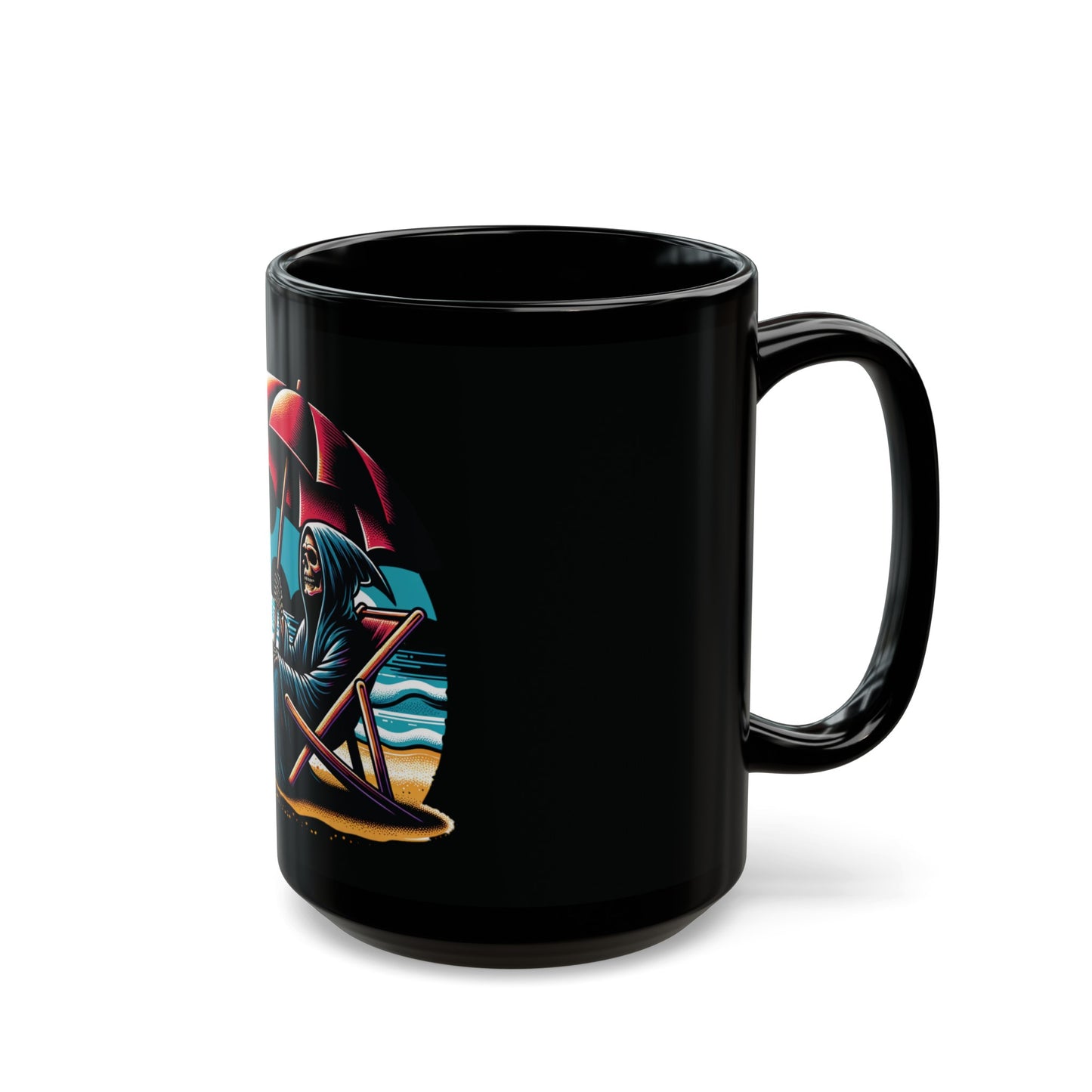 Summerween Grim Reaper Taking A Day Off Black Coffee Mug Tea Cup (11oz, 15oz)