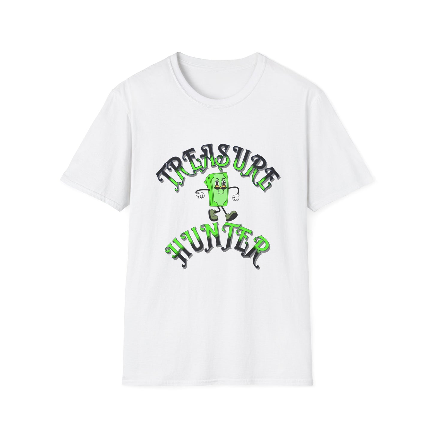 Treasure Hunter Money Stacks Soft Style T-Shirt Collector Vintage Retro Fun Thrifting Convention