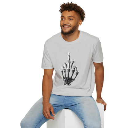 Skeleton Middle Finger T-Shirt — Edgy Gothic Graphic Tee