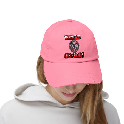 Thank god, It's Friday! TGIF Jason Hockey Mask Horror Fun Hat Unisex Distressed Cap