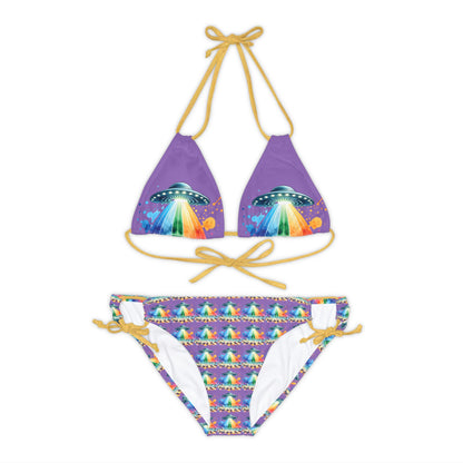 Summerween UFO Beach Day Strappy Bikini Set (AOP)