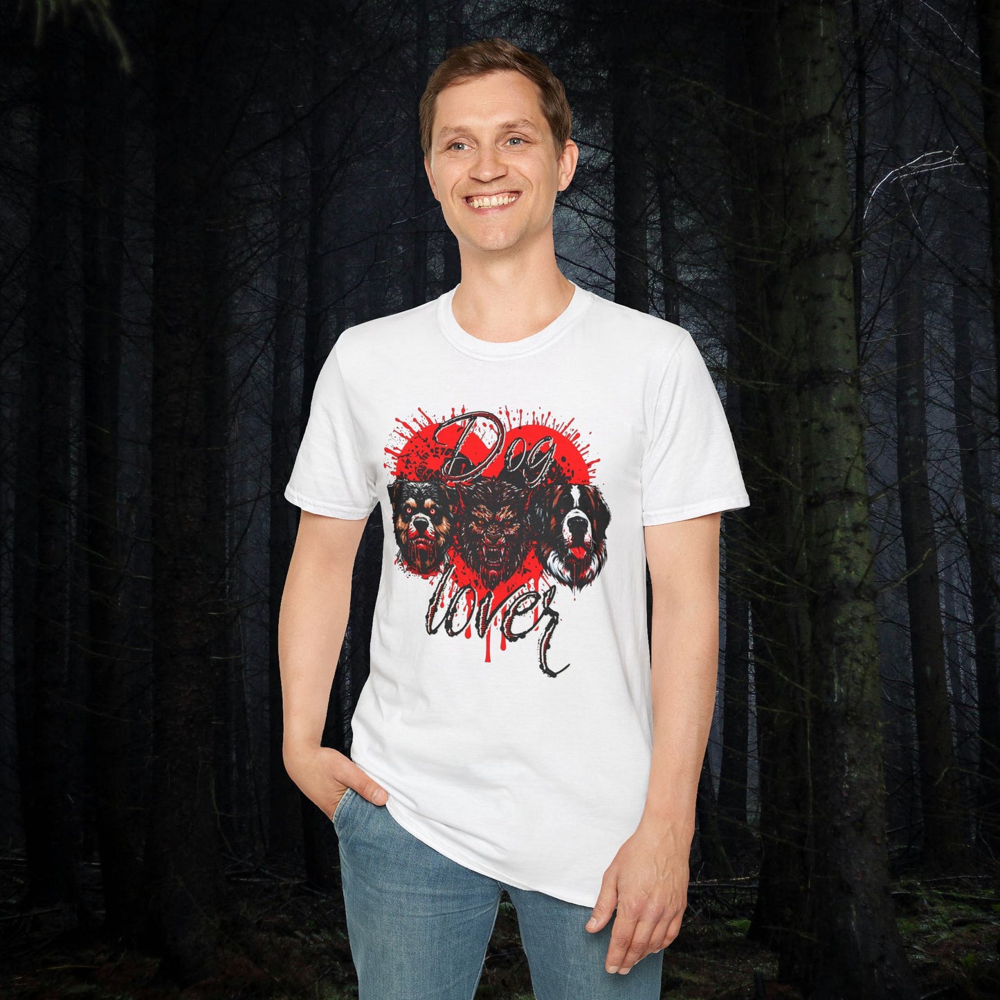 Dog Lover Hounds Of Hell Bloody heart Horror Fun Unisex Softstyle T-Shirt Animal Dark Humor Shirt