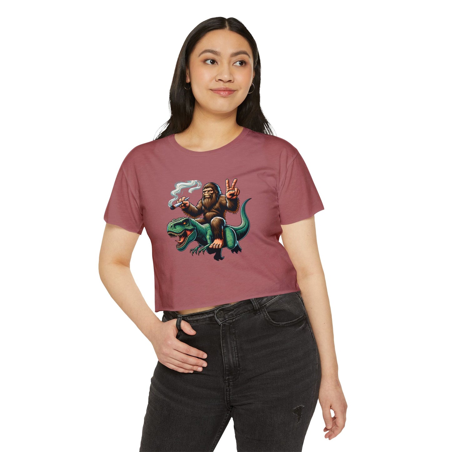 Bigfoot & T Rex Best Friends Women's Crop Top
