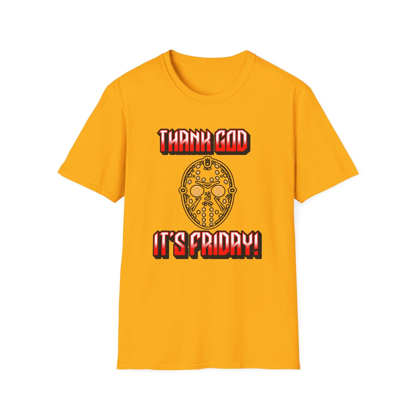 Thank god, It's Friday! TGIF Unisex Softstyle T-Shirt Jason Hockey Mask Horror Fun